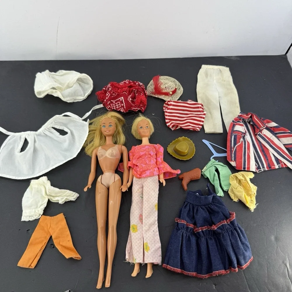 Vintage Mattel Barbie & Skipper Doll Lot 1966 Japan 1986 Taiwan Accessories TLC